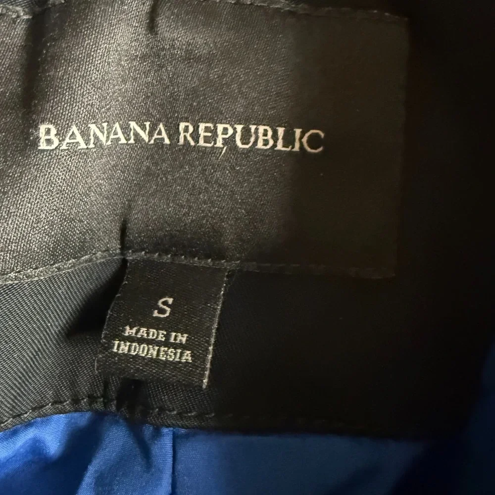 Banana Republic Black Peacoat‎ Jacket Quilted Lined Double Breasted Mens Size S